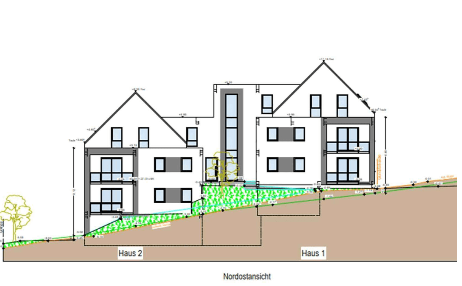 Nordostansicht aus der Planung – Neubau eines 10-Familienhauses in Schöllkrippen